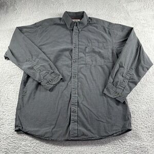 Columbia Shirt Mens Medium Button Up Gray Gingham Check Plaid Pattern Minimalist